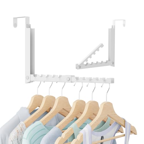 Foldable Over the Door Hooks, Over the Door Hanger for Space Saving - color: White-1