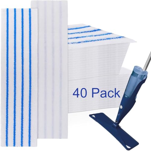 40 Pack Microfiber Disposable Mop Pads for Rubbermaid Quick Connect System Mop - Wet Dry Cleaning Replacement Mopping Pad for Bona,Turbo,Norwex and All 16 17 18'' Flat System Mop - color: 40 Pack