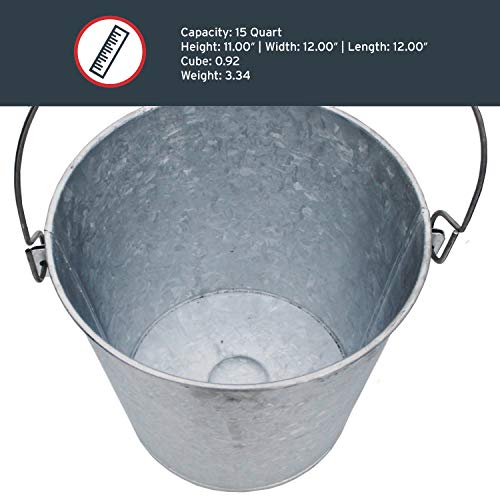 Behrens Hot-Dipped Galvanized Steel Utility Pail - size: 15 quarts, style: Hot Dipped
