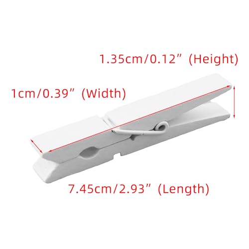 HEEHEE 24 PCS 2.83 Inch White Wooden Clothespins Strong Spring Grip Durable Natural Wood Texture Multipurpose for Crafts Laundry Photo Hanging - size: White 2.83x0.39" (7.2x1cm)-24 PCS