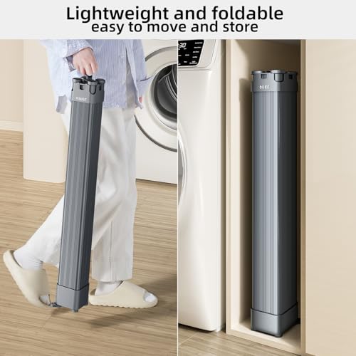 BIREN Clothes Drying Rack Foldable Extending Laundry Rack with 16 Clips Collapsible Clothing Rack Space-Saving Clothing Racks for Hanging Clothes, Indoor, Camping, Balcony, Outdoor - color: Gray