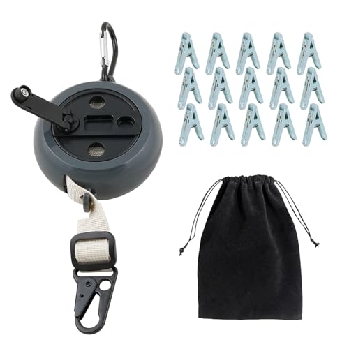 13.4Ft Portable Travel Clothesline is Also an Outdoor Camping Clothesline, Cruising Clothesline for Drying Clothes on Cruise Ships with 15 Clothespins, 1 Storage Bag (Black) - color: Woven Tape Black