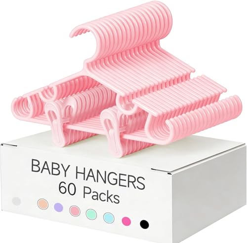 Baby Hangers w/Clips (20 Hangers & 40 Clips) Kids Clothes Hangers - color: Pink