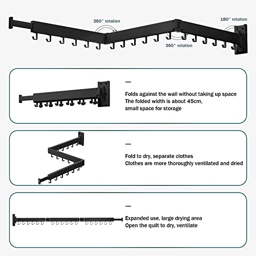 ZdwCyl Clothes Drying Rack,Laundry Drying Rack Wall Mount, Space Saver Clothes Rack,Retractable,Collapsible(Tri-Fold), for Balcony,Laundry,Bathroom, Dark Grey Color,3z-g02 - style: Gray-Basic