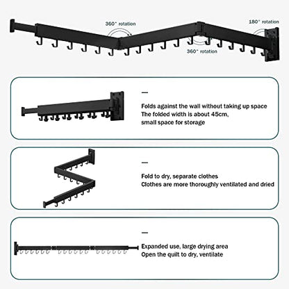 ZdwCyl Clothes Drying Rack,Laundry Drying Rack Wall Mount, Space Saver Clothes Rack,Retractable,Collapsible(Tri-Fold), for Balcony,Laundry,Bathroom, Dark Grey Color,3z-g02 - style: Gray-Basic