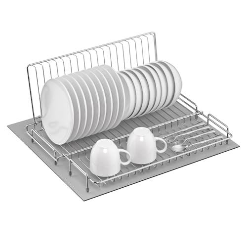 Small Dish Drying Rack Stainless Steel Collapsible - size: 11.6"Wx15.7"L