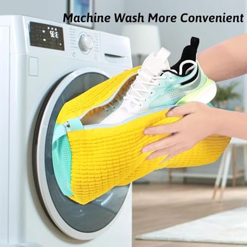 Shoe Washing Machine Bag Reusable Zippered Laundry Shoe Cleaning Bag For Household Machine Wash Dry Multifunctional (Yellow-2pcs) - color: Yellow-2pcs