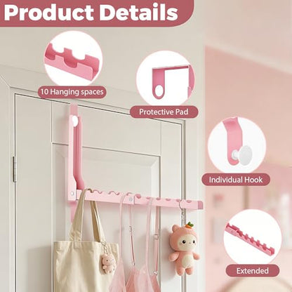 Pink Over the Door Hanger for Clothes Foldable for Space Saving - color: Pink-1(UP)
