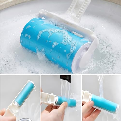 Reusable Sticky Lint Roller 2 Pack with Cover, Washable Portable Pet Hair Remover for Clothes, Travel, 1 Large and 1 Mini Size for Furniture, Car, Purse