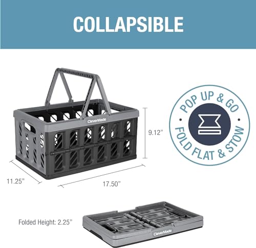 CleverMade Eco Collapsible Shopping Basket with Handles, 24L Stone, 3 Pack - color: Stone, size: 24l - 3 Pack