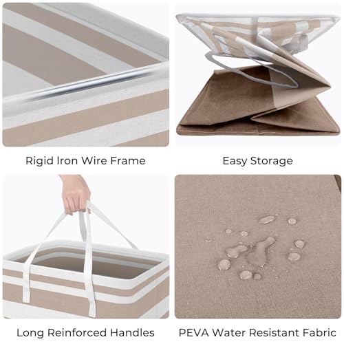 HomeHacks 2 Pack Large Laundry Baskets, Laundry Hampers Bags (Khaki 75Lx2) - color: Brown, size: 75L