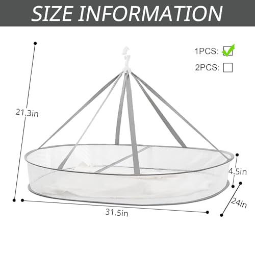 1Tier Clothes Drying Rack Foldable 31.5" Mesh Clothes Hanging Dryer - size: 1 Tier