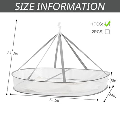 1Tier Clothes Drying Rack Foldable 31.5" Mesh Clothes Hanging Dryer - size: 1 Tier