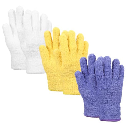 uxcell Microfiber Gloves, Reusable Washable Plant Dusting Gloves Cleaning Mittens for Auto Plants Household Kitchen - color: Yellow/Purple/White