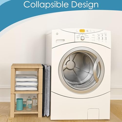 SNIGJAT Extra Large Laundry Hamper, Folding 100L Laundry Basket, Grey - color: Grey, size: 100L