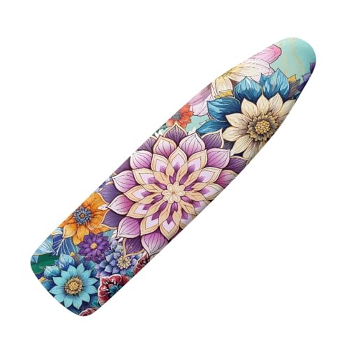 Boho Flower Hummingbird Ironing Board Cover and Pad Soft Ironing Board Cover, Non Stick Scorch and Stain Resistant Standard Size 15x54 Inch with Elastic Edges - color: 0 Boho Flower