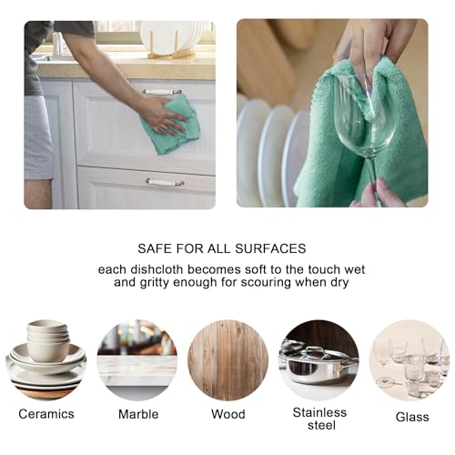 kimteny 6 Pack Microfiber Kitchen Dish Towels for Washing Dishes, Green - color: Green, size: 13x28 - 6 Pack