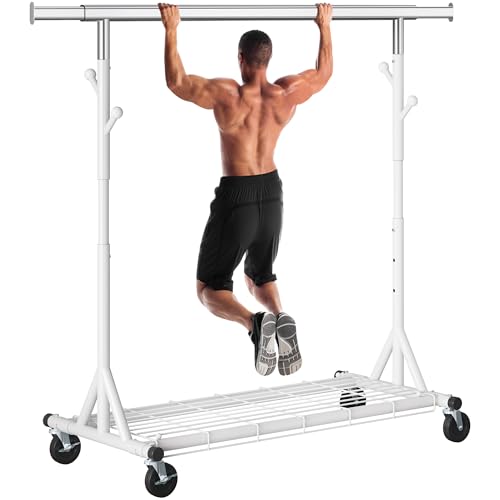 Gewudraw Clothes Rack Heavy Duty 530 LBS Capacity, Portable, Foldable,White - color: White, style: Single Rod