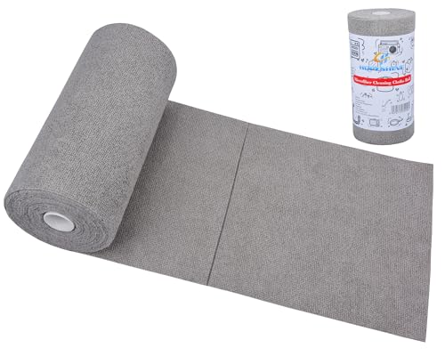 HOPESHINE Microfiber Cleaning Cloth Roll 50-Pack Reusable Paper Towels Washable for Cars Care Wash Supplies Kitchen Dish Rags House Window Cleaning Cloths Lint Free Tear Away Ultra Absorbent (Gray)