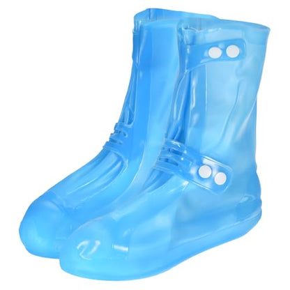HARFINGTON Waterproof Shoes Cover XL (US 7) Rain Galoshes w Double Buckle - color: Blue, size: XL (US 7)