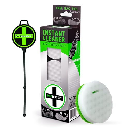 Instant Golf Eraser with Bag Tether, Premium Dual-Sided Sponge for Cleaning Clubs, Shoes & Golf Balls - Golf Club Cleaner, Golf Ball Cleaner, Golf Club Groove Cleaner, 6 Pack - color: 6 Pack + Tether