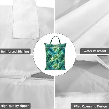 Hawaiian Leaves Turquoise Leaf Summer Travel Laundry Bags Cloth Diaper Wet Bags Handle Washable Dirty Clothes Bags Wet Dry Bag Suitcase Gym Swimming Pool College Dorm Wet Bag - color: 1 PC13, size: One Size