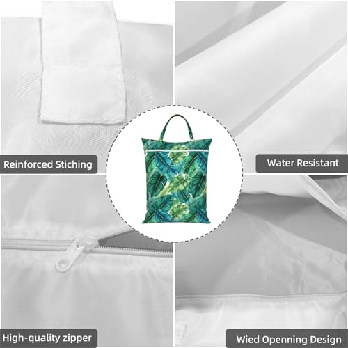 Hawaiian Leaves Turquoise Leaf Summer Travel Laundry Bags Cloth Diaper Wet Bags Handle Washable Dirty Clothes Bags Wet Dry Bag Suitcase Gym Swimming Pool College Dorm Wet Bag - color: 1 PC13, size: One Size
