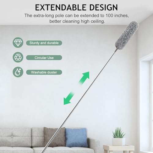 SetSail Extra-Long Dusters with Extension Pole 100-inch for Cleaning, Gray - color: Gray, size: Duster