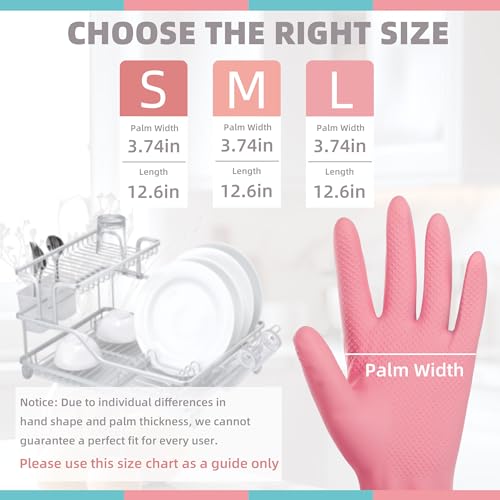 Xgunion Rubber Cleaning Gloves 5 Pairs Non-Slip Reusable (M) - size: Medium