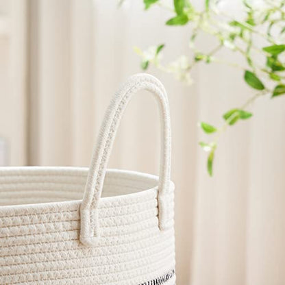 VIPOSCO 72L Tall Woven Laundry Basket Hamper, Stripe White - color: Stripe White, size: 72L