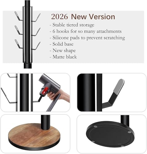 XIGOO Docking Station Holder Freestanding Vacuum Stand Rack with 6 Hooks - color: Black, style: Black with 6 Hooks