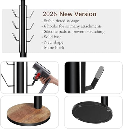 XIGOO Docking Station Holder Freestanding Vacuum Stand Rack with 6 Hooks - color: Black, style: Black with 6 Hooks