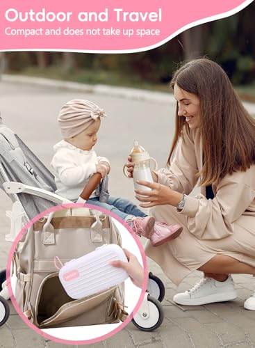 Electric Baby Bottle Brush Cleaner, Baby Travel Bottle Cleaner Kit- 2000mAh Rechargeable Silicone Brush, Drying Rack, Compact Storage Box, 360° Efficient Cleaning Bottle Brush for Home & On-The-Go - color: Pink