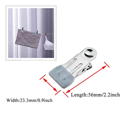 Hahiyo Stainless Steel Clothespins Sock Clip Laundry 2.2inch Length with Spring Strong Grip Windproof Easy Pinch Hang Handy Save Space Not Damage Leave Pinch Mark for Clothesline Towel Silver 7PCS - color: Silver-7p