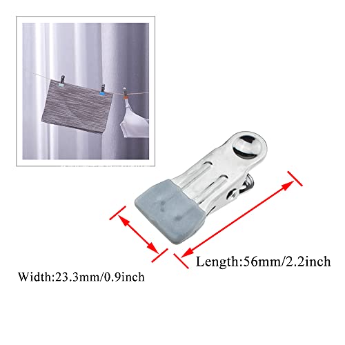 Hahiyo Stainless Steel Clothespins Sock Clip Laundry 2.2inch Length with Spring Strong Grip Windproof Easy Pinch Hang Handy Save Space Not Damage Leave Pinch Mark for Clothesline Towel Silver 7PCS - color: Silver-7p