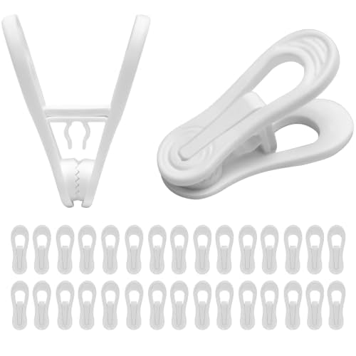 30 Pack Hanger Clips for Pants, Skirts, Baby Clothes, White - color: White