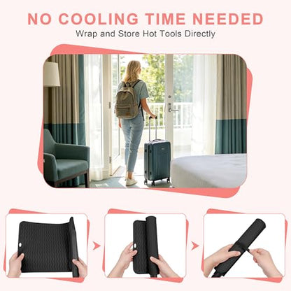 Oversize Silicone Heat Resistant Mat for Hair Tools - color: Black
