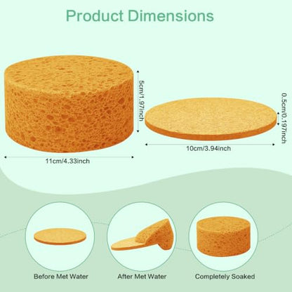 3-Pack Large Sponge, Kitchen Sponges, Handy Sponges, Cellulose Sponges, Dish Washing Sponge, Natural Sponge, Car Washing Sponge, Eco Friendly Sponge (Round, 4" X 4" X 2"), Yellow - color: B-yellow