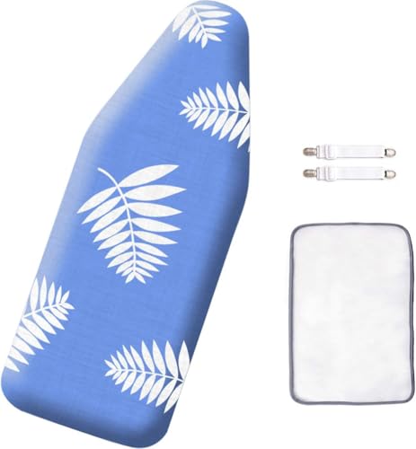 SheeChung 12.5"x32" Mini Ironing Board Cover and Pad,Small Iron Board Cover - color: Blue+leaf, size: 32"L x 12.5"W