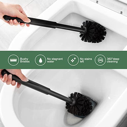 Eyliden Toilet Plunger and Brush Set, 2-in-1 Compact Holder, Black - color: Black