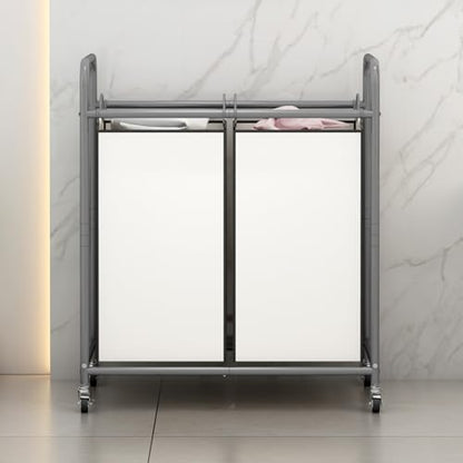 SUOERNUO Laundry Hamper with Lockable Wheels and 2 Removable Bags - color: Beige