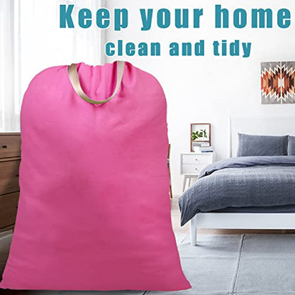 LOLOMLO Extra Large Canvas Laundry Bags with Handles & Drawstring Closure, Heavy Duty Tears Resistant Clothes Storage Travel Bags,25.5"x34",Hot Pink - color: Hot Pink