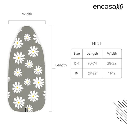 Encasa XO Ironing Board Cover and Pad 28"x12" Mini, Thick Felt - color: Daisy Grey, size: Mini (28"x12")