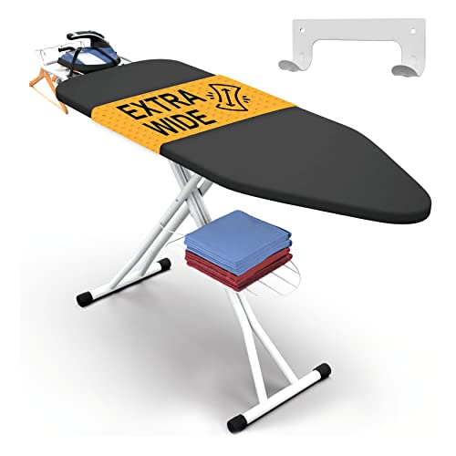Xabitat Ironing Board Extra-Wide 57" x 18" Foldable with Wall Hanger - color: Gray, size: 18 x 57 Inches