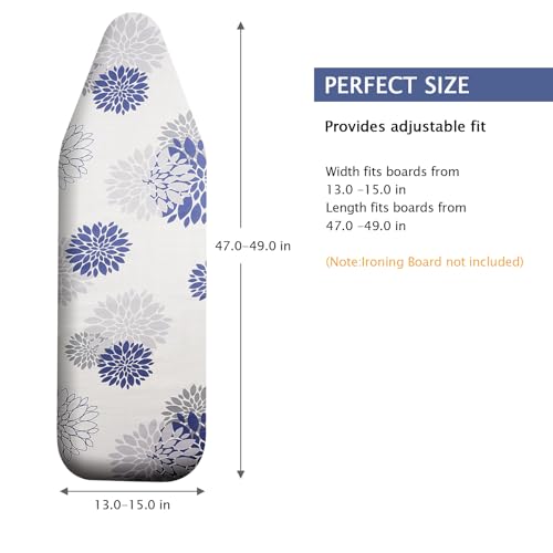 SheeChung Ironing Board Cover and Pad 15"x49",Cotton Cover with Thick Pad - color: Dahlia, size: 15"X49"