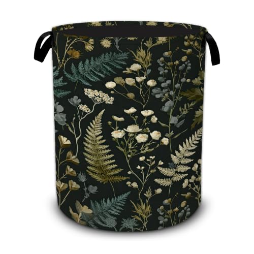 Herbal Plants Laundry Basket,Flower Garden Foldable Oxford Laundry Hamper with Handles,Collapsible Clothes Storage Bucket Tote Bag for Laundry Room,Bathroom,Bedroom,Dorm - color: Herbal Plants Flower Garden