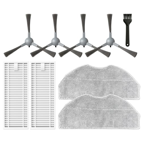 Accessories Kit for ROPVACNIC S1, for Tipdiy G90, for betboyles V75S, for VIPSUN Z1, for PrettyCare C2 Robot Vacuum Replacement Parts, 4 Side Brush, 2 HEPA Filter, 2 Mop Pad - color: Set B