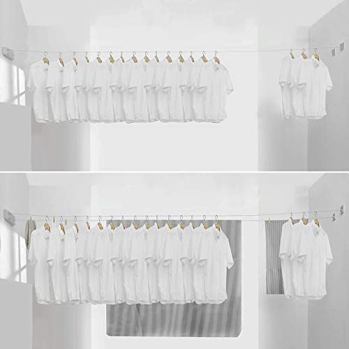 BESy Retractable Double Clothesline Laundry Indoor Washing Clothes Line - size: Double Rope, style: Silver