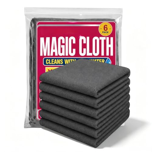 6Pcs Magic Cleaning Cloth,Microfiber Cleaning Cloths Lint Free Reusable Cleaning Rags for Glass, Window,Kitchen,Stainless Steel,Cars & Screens(7.87X11.81in)