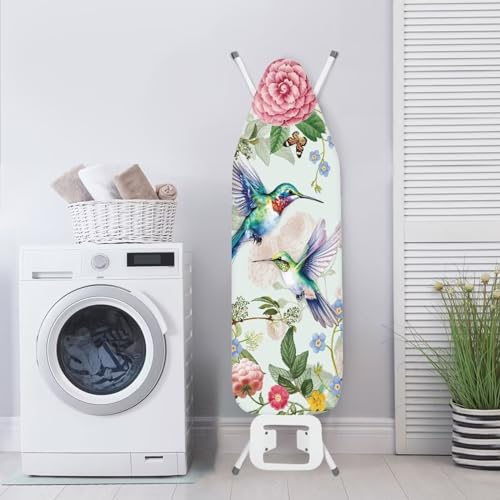 Hummingbird Ironing Board Cover with Elastic Edge Non Stick Scorch Stain Resistant Cover Heavy Duty Iron Pad Covers Standard Boards with Hook and Loop Fastener Strap - color: Hummingbird